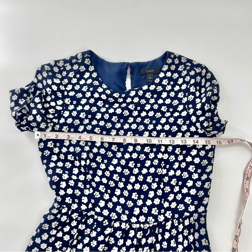 J Crew Blurred Floral Tiered Short Sleeve Navy Blue Dress Ditzy‎ Floral A1380 - Picture 10 of 14